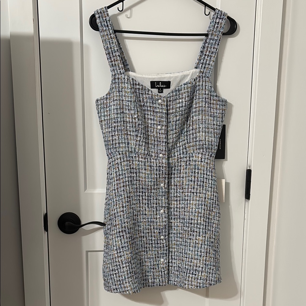 Lulus Spring Easter Blue Tweed Dress